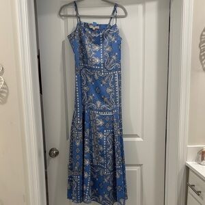 LOFT Blue and White Paisley Maxi Dress